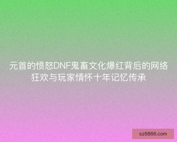 元首的愤怒DNF鬼畜文化爆红背后的网络狂欢与玩家情怀十年记忆传承 元首的愤怒DNF鬼畜文化爆红背后的网络狂欢与玩家情怀十年记忆传承